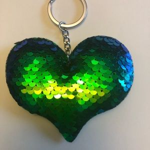 Sequin heart keychain